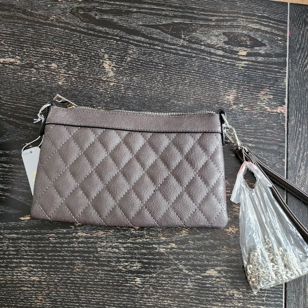 Charming Charlie chain crossbody purse and wristlet color grey New